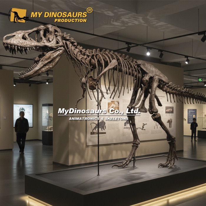 Photo of a T. rex in a museum gallery